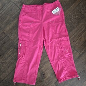 Style & Co Womens Pink Cargo Utility Cropped Pants Size 10